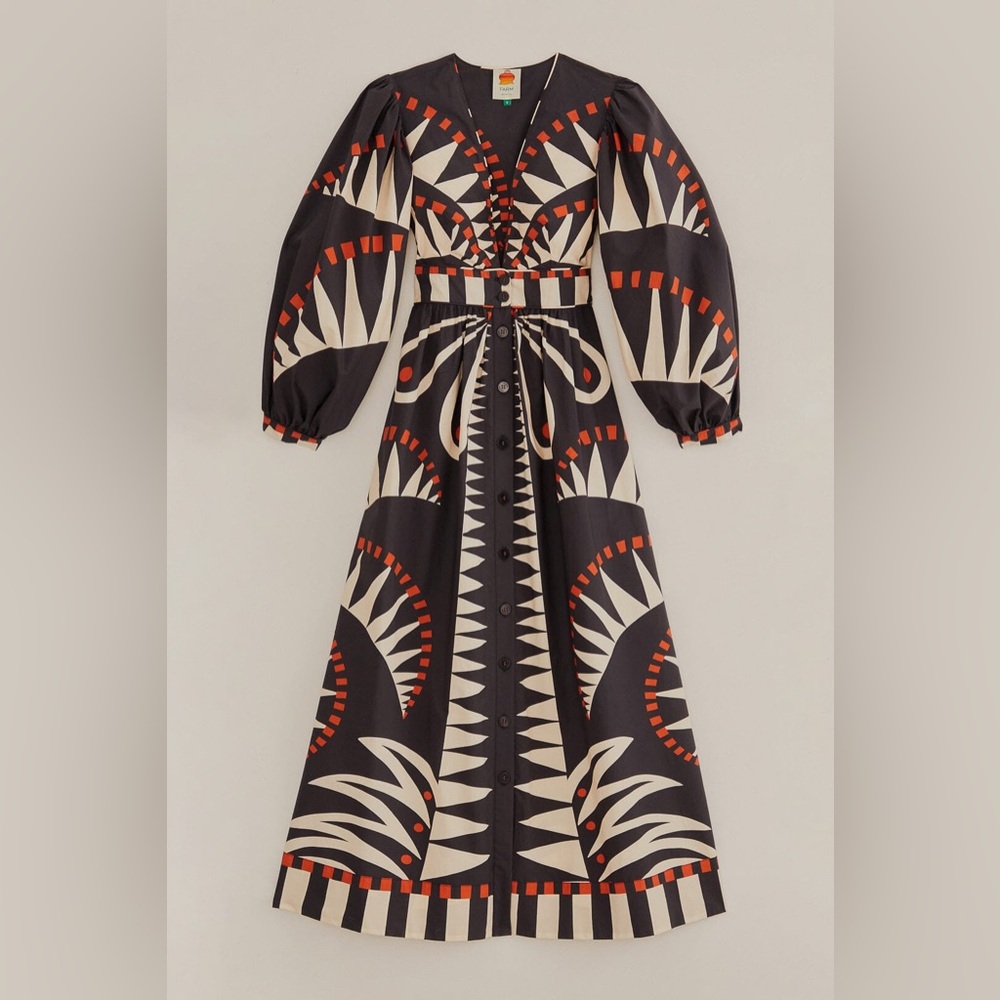 Farm Rio Black Coconut Grove Puff Sleeve Maxi Dress - Picture 7 of 7